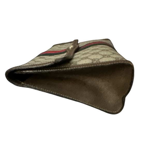 GUCCI GG Clutch Bag Red/Green Sherry Line GG Web PVC Leather Brown Clutch - Picture 5 of 10